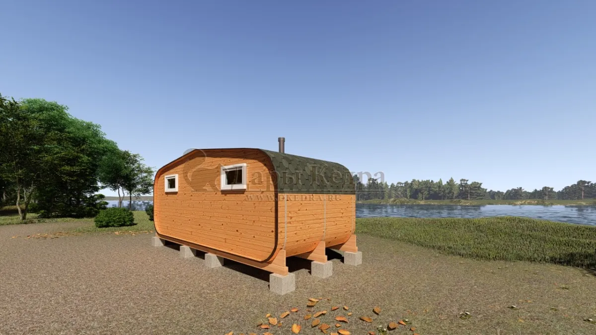 Овальная-Окта баня-бочка из кедра 6х2,2 метра