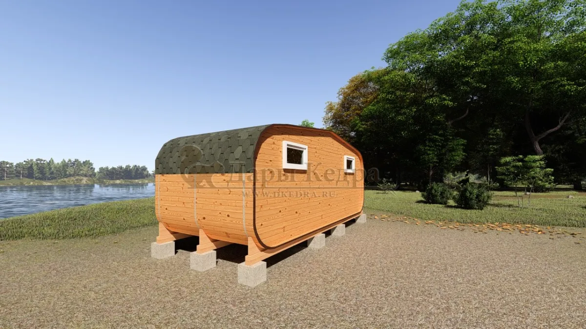 Овальная-Окта баня-бочка из кедра 6х2,2 метра