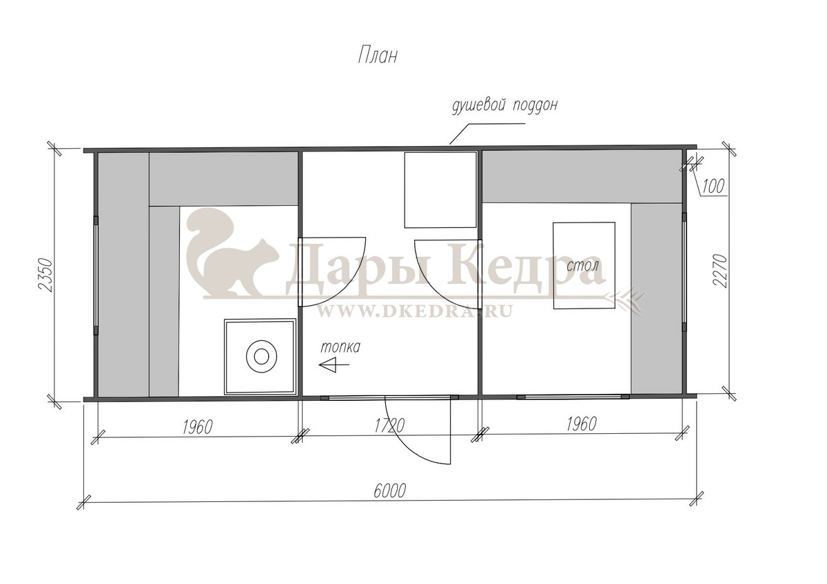 Баня «Парус» из кедра 6х2,35 м