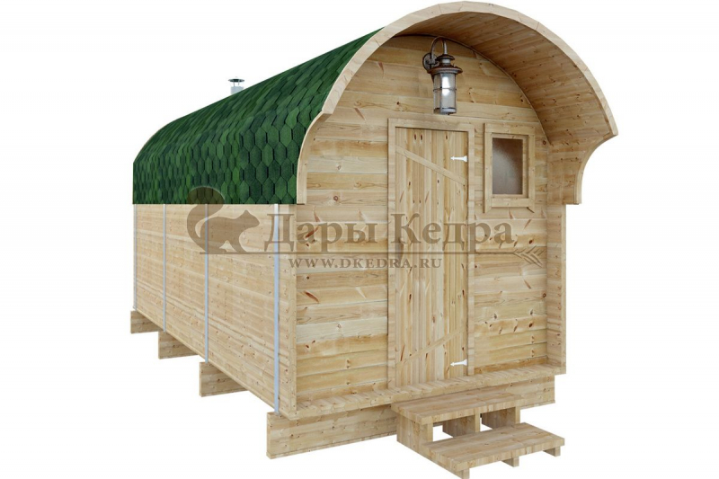 Баня-бочка буханка из кедра 4 метра Баня-бочка буханка из кедра 4 метра